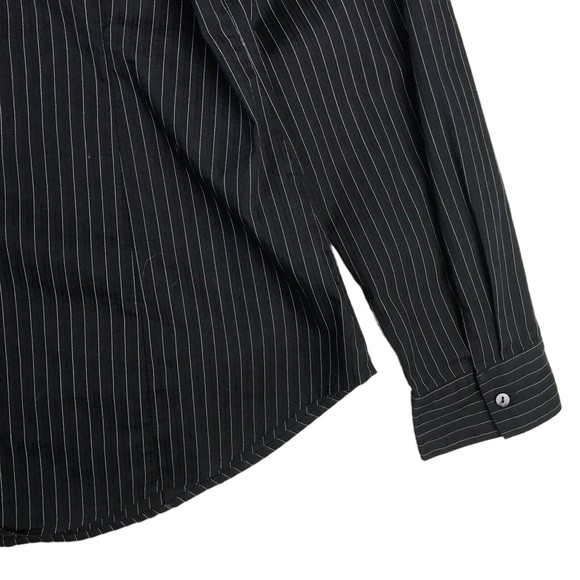 Worthington Women's 16T Button Up Dress Shirt Stripe Black Career Long Sleeves - Picture 6 of 10